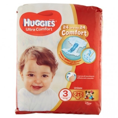 HUGGIES - Ultra Comfort Unisex Taglia 3 Da 4 A 9 Kg